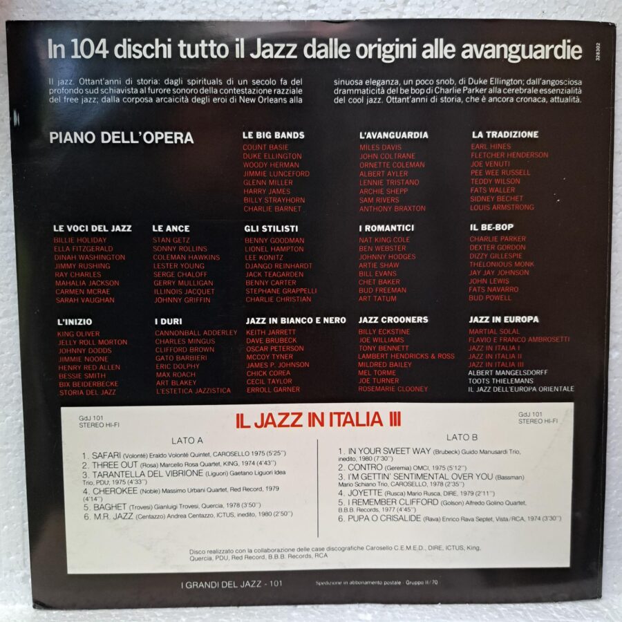 Il Jazz In Italia III – Disc Vinil LP VG+ (lotB) - Eraldo Volontè E Il Suo Quintetto, Mario Rusca, OMCI, Gianluigi Troversi