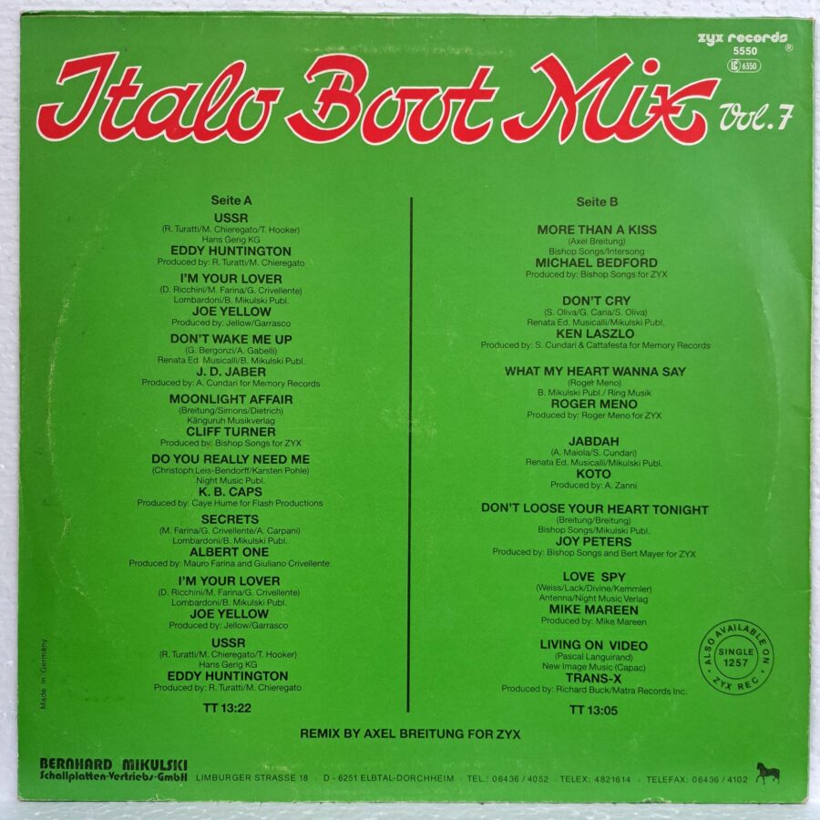 Italo Boot Mix Vol. 7 Disc VINIL LP VG -
