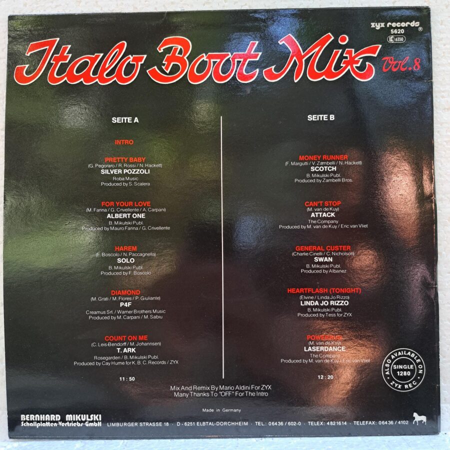 Italo Boot Mix Vol. 8 - Disc Vinil LP VG+ (lotE) - Albert One, Solo , Scotch, Attack, Swan , Laserdance, T. Ark