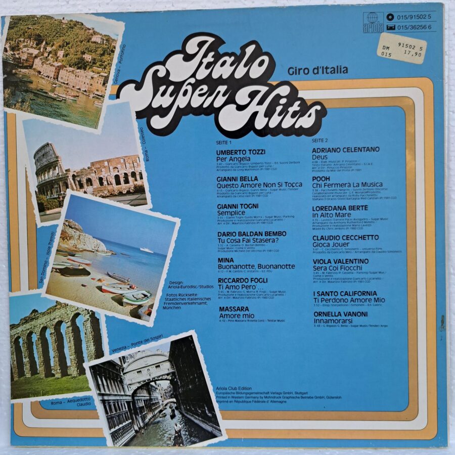 Italo Super Hits Adriano Celentano - Viola Valentino - Mina - Umberto Tozzi - Gianni Bella Disc VINIL LP VG+ ...