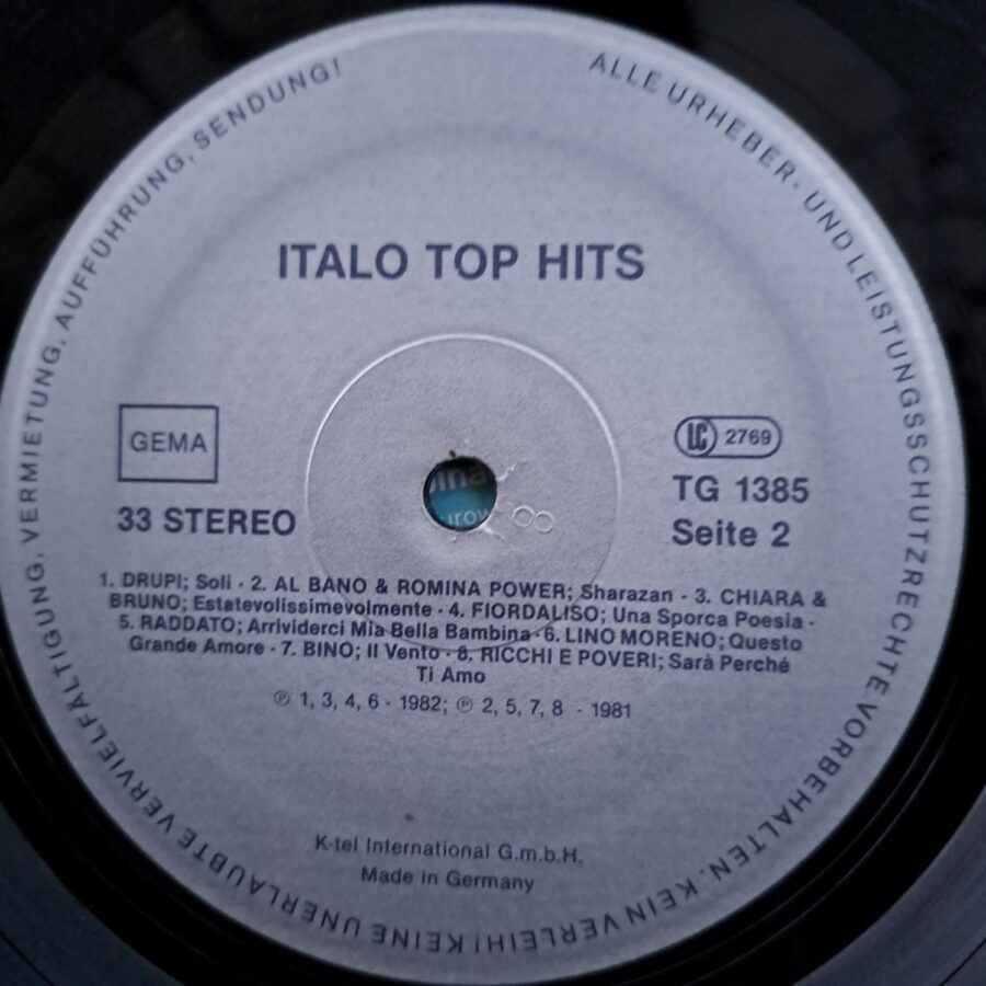 Italo Top Hits Al Bano & Romina Power - Ricchi & Poveri – Pupo - Drupi - Alice - Fiordaliso REPOSTAT Disc VINIL LP VG