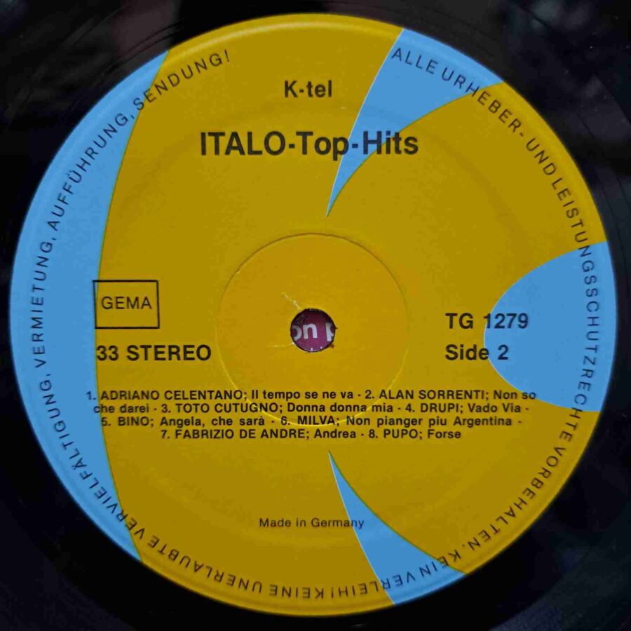 Italo Top Hits – Disc Vinil LP VG+ (lotI) - Umberto Tozzi, Adriano Celentano, Toto Cutugno, Pupo, Milva