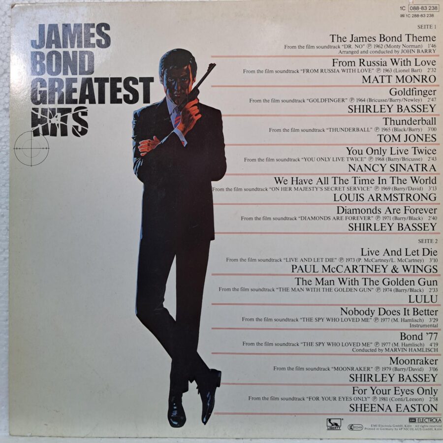 James Bond Greatest Hits – Disc Vinil LP VG+ (lotC) - John Barry, Carly Simon, Lulu, Shirley Bassey, Tom Jones