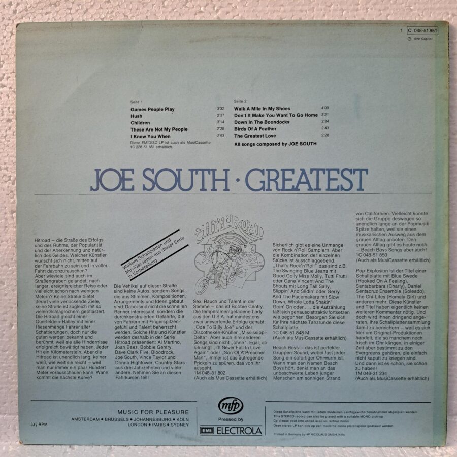 Joe South – Joe South Greatest – Disc Vinil LP VG+ (lotC)