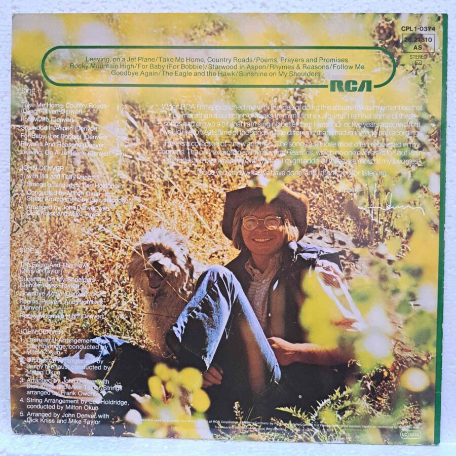 John Denver – John Denver's Greatest Hits – Disc Vinil LP VG+ (lotI)