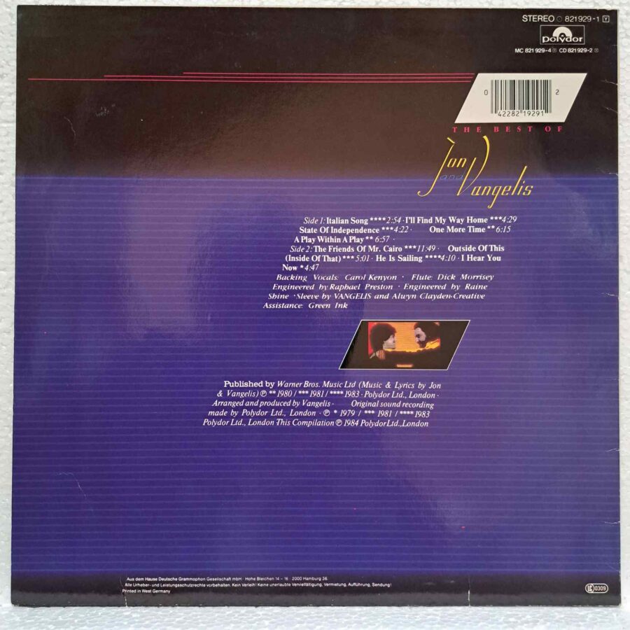 Jon & Vangelis – The Best Of Jon And Vangelis – Disc Vinil LP VG+ (lotG)