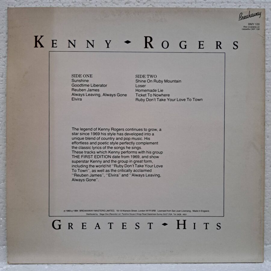 Kenny Rogers – Greatest Hits – Disc Vinil LP VG+ (lotD) UK