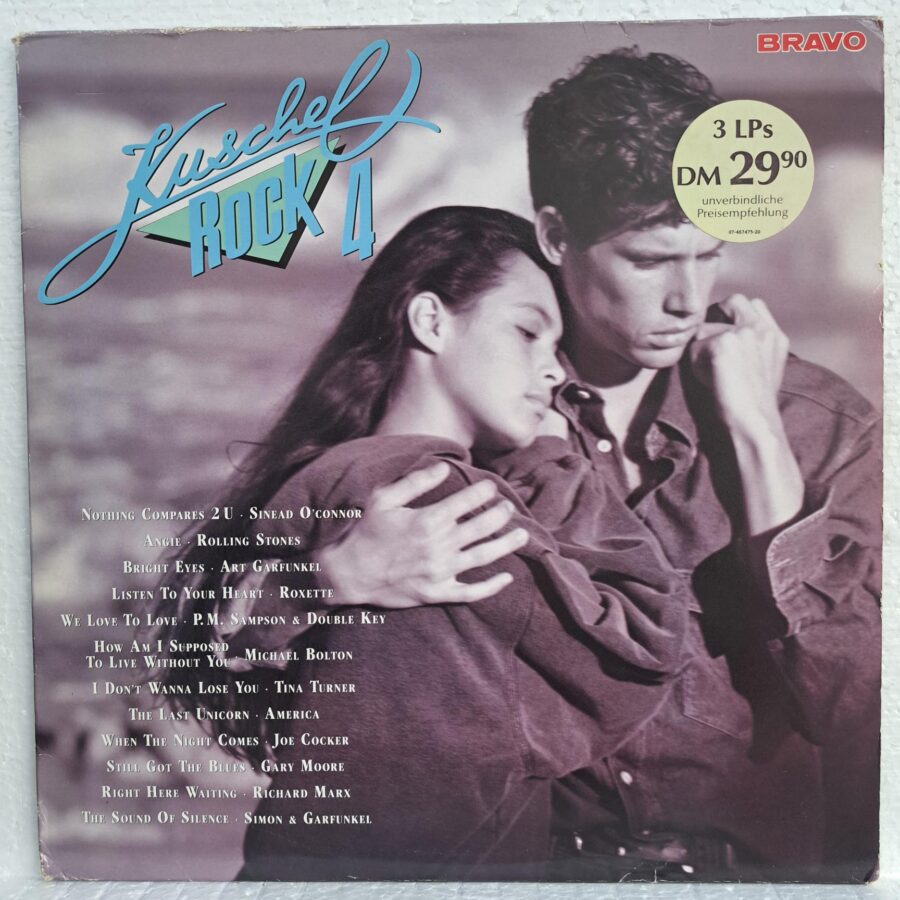 Kuschelrock 4 3LP (REPOSTAT) Roxette, Michael Bolton, Sinead O’Connor, Gary Moore, Simon & Garfunkel, Styx, Marillion, Depeche Mode, Robin Beck Disc VINIL LP VG+