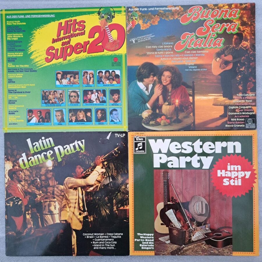 Latin - Western - Italia - 20 Hits - Disc VINIL (DM8) 4LP VG VG+ Copa Cabana - La Bamba - Guantanamera - Tequila, Culture Club, Toto, F R David, Ultravox, Toto Cutugno, Ricchi E Poveri ...