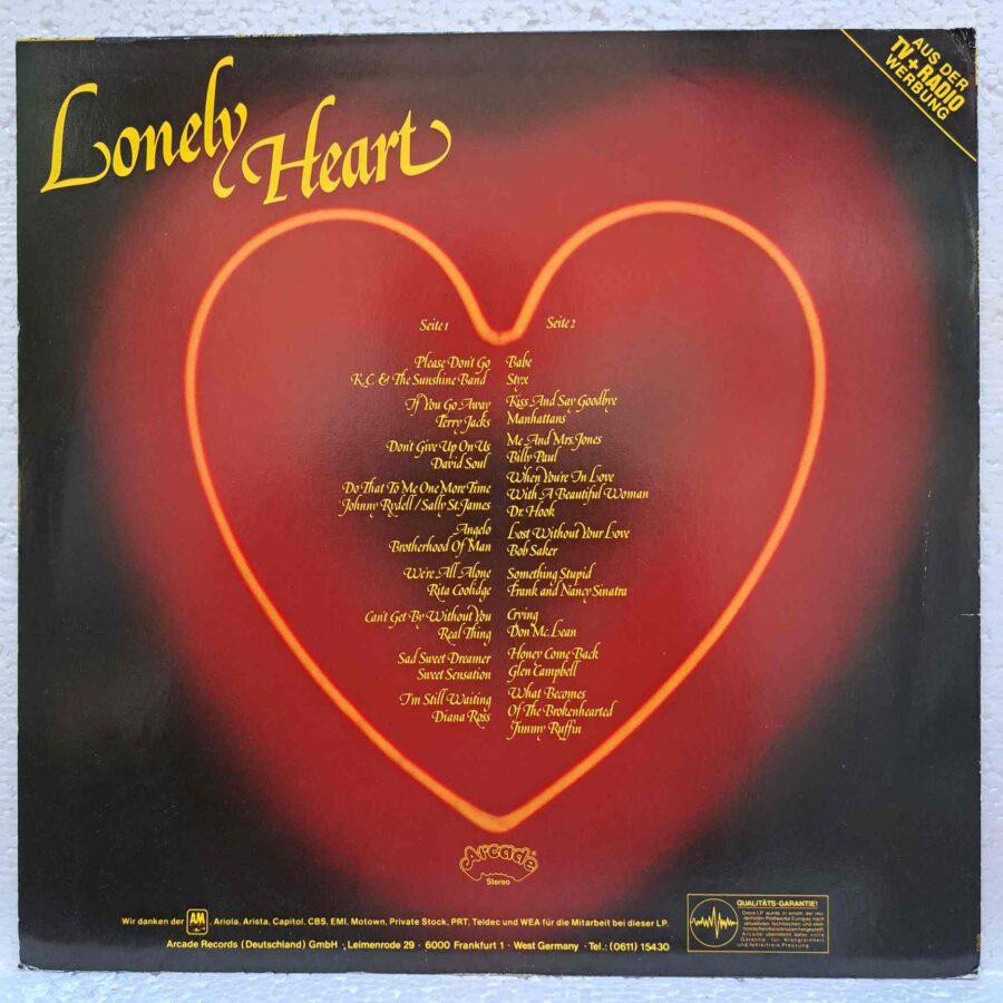 Lonely Heart – Disc Vinil LP VG+ (lotI) - Real Thing, Dr. Hook, Sweet Sensation, Diana Ross, Billy Paul