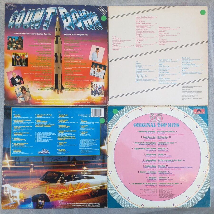 Lot Compilatii 4 bucati (9) Disc VINIL LP VG VG+ Michael Sembele Trans X - Michael Sembello - Laid Back - Ryan Paris - Gazebo - Slade - Neil Sedaca - Abba - Bee Gees - Matchbox ...
