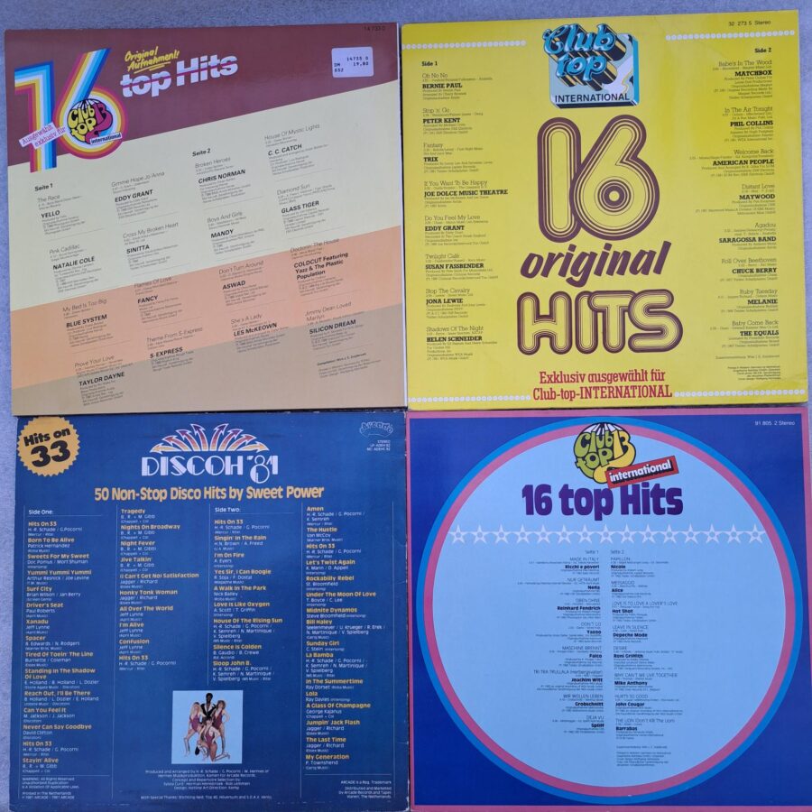 Lot Compilatii 4 bucati 50 non stop dico megamix pop rock (DM14) Disc VINIL LP VG VG+ Yazoo - Falco - Peter Kent - Phil Collins - Saragossa Band - Eddy Grant - Yello - Blue System - Chris Norman - Fnacy - C C Catch ...