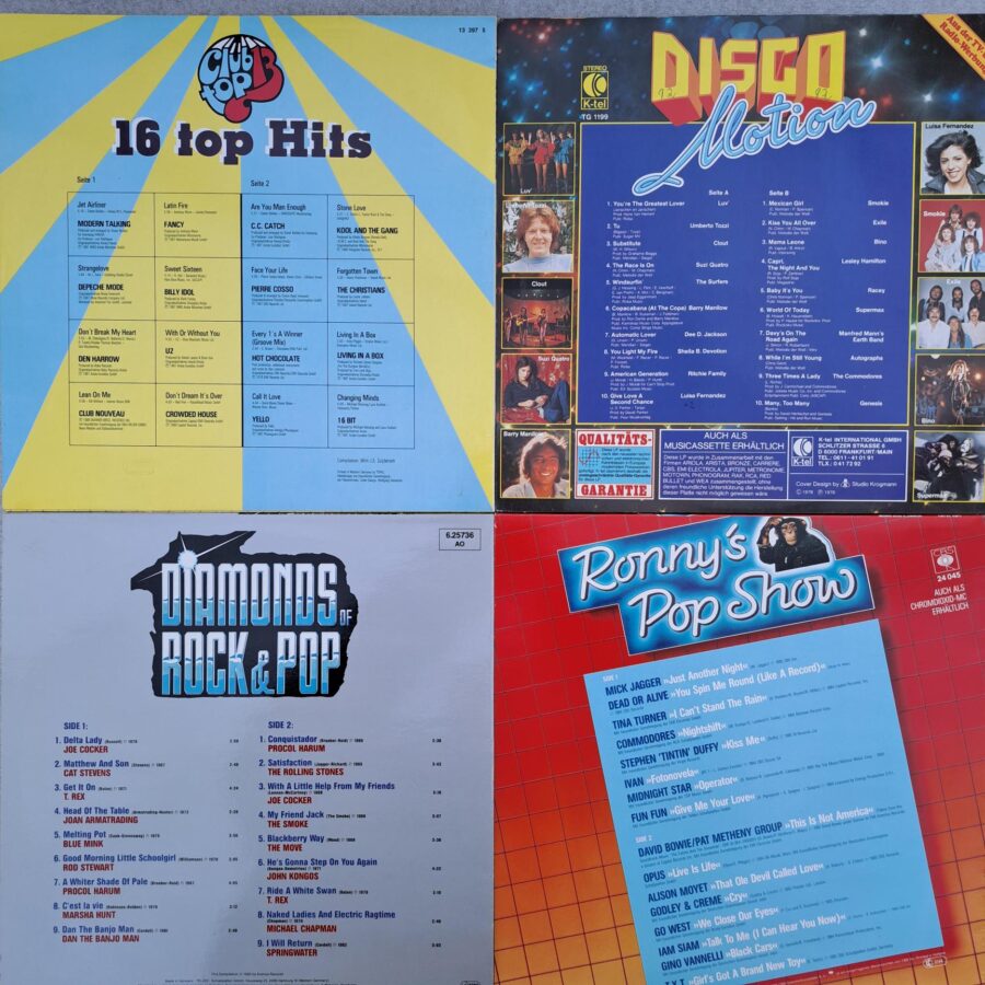 Lot Compilatii 4 bucati italiana pop rock (DM12) Disc VINIL LP VG VG+ Luisa Fernandez - Smokie - Exile - Bino - Joe Cocker - Cat Stevens - Rod Steward - Mick Jagger - Dead Or Alive - Fun Fun C c catch - Den Harrow - Fancy - U2 - Billy Idol - Depeche Mode -