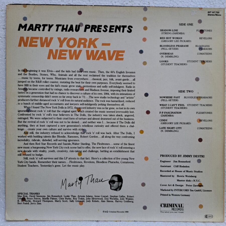 Marty Thau Presents 2x5 Disc VINIL LP VG+ (box6)
