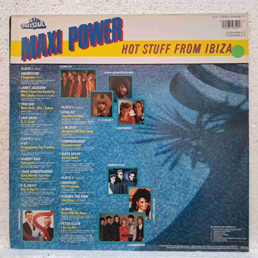 Maxi Power - Hot Stuff From Ibiza – Hubert Kah, Janet Jackson, Peter Allen, Icehouse, Sista Spliff – Disc Vinil 2LP VG VG+ (lotH) - 819 648-1