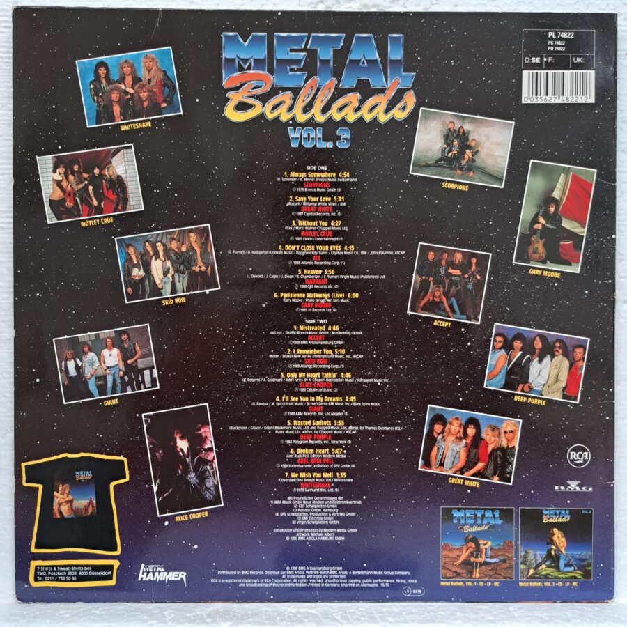 Metal Ballads Vol. 3 Disc VINIL LP VG VG+ (box3) Scorpions - Mötley Crüe - Whitesnake - Giant - Deep Purple - Skid Row - Accept ...