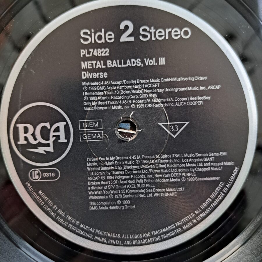 Metal Ballads Vol. 3 Disc VINIL LP VG VG+ (box3) Scorpions - Mötley Crüe - Whitesnake - Giant - Deep Purple - Skid Row - Accept ...