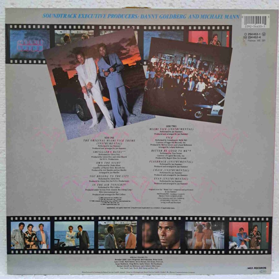 Miami Vice (Music From The Television Series) – Disc Vinil LP VG+ (lotI) - Tina Turner, Jan Hammer, Glenn Frey, Phil Collins, Grandmaster Melle Mel