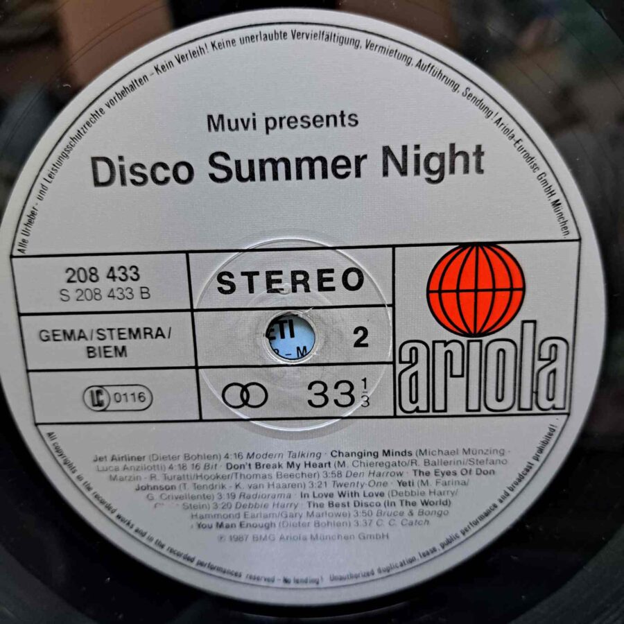 Muvi Presents Disco Summer Night – Disc Vinil LP VG+ (lotI) - Depeche Mode, Billy Idol, Modern Talking, C.C. Catch, Tom Hooker -