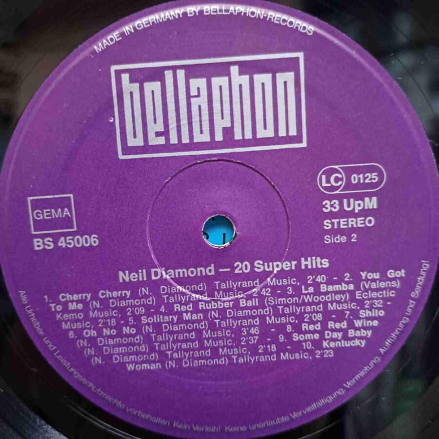 Neil Diamond – 20 Super Hits - Disc Vinil LP VG+ (lotM)