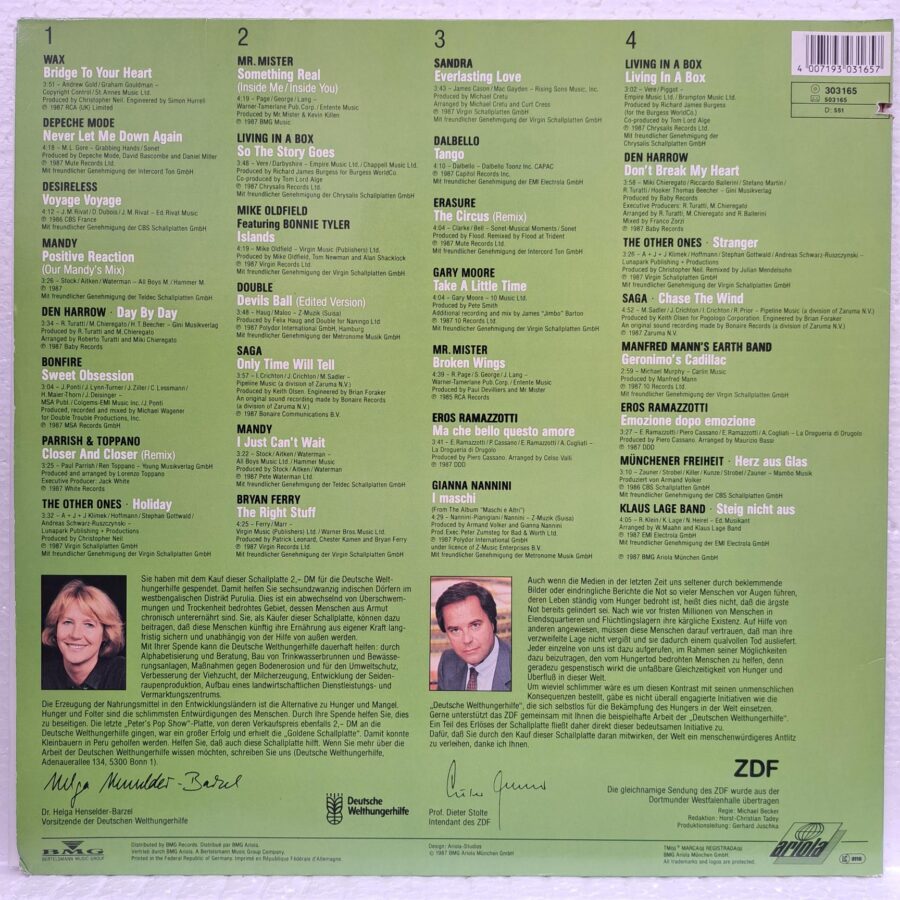 Peter’s Pop-Show Desireless Voyage Voyage – Mr. Mister – Sandra – Living In A Box – Erasure – Gary Moore – Den Harrow – Bonfire -Depeche Mode Disc VINIL 2LP VG+