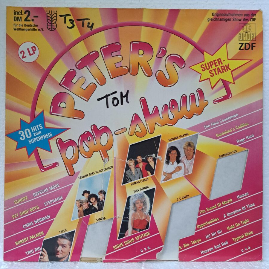 Peter’s Pop-Show Trio Rio, Sandra, C.C. Catch, Pet Shop Boys, Samantha Fox, Europe , Tina Turner, Sigue Sigue Sputnik, Falco, Chris Norman, Silent Circle, Eros Ramazzotti …. Disc VINIL LP VG (BOXC)