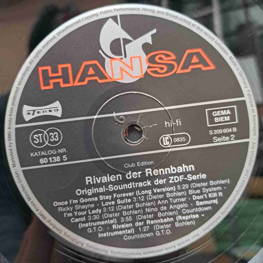 Rivalen Der Rennbahn (Original-Soundtrack Der ZDF-Serie) - Blue System, Ann TurnerNino De Angelo, Ricky Shayne - Disc Vinil LP VG+ (lotM)