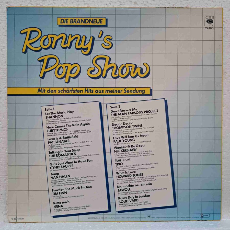 Ronny's Pop Show - Disc Vinil LP VG+ (lotI) - Eurythmics, Van Halen, Nena, Trio, Nik Kershaw,Paul Young