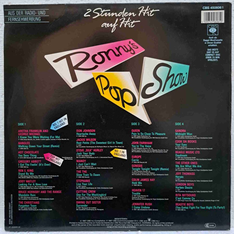 Ronny's Pop Show 9 – Disc Vinil 2LP VG+ (lotI) - Queen, Hot Chocolate, Genesis, Sandra, Europe