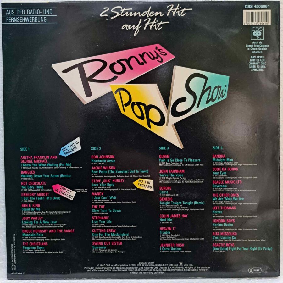 Ronny's Pop Show 9 (3) Ronny's Pop Show 9 – Queen, Hot Chocolate, Sandra, Stephanie, Don Johnson - Disc Vinil 2LP VG VG+