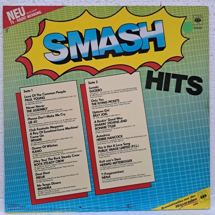 Smash Hits – Disc Vinil LP VG VG+ (lotD) - UB40, Wham!, Gazebo, Billy Joel, Righeira, Righeira