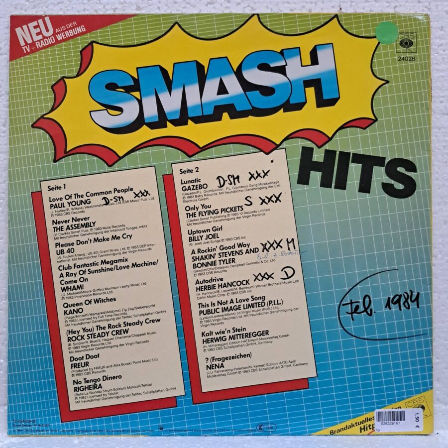 Smash Hits – Disc Vinil LP VG+ UB40, Wham!, Gazebo, Billy Joel, Righeira, Righeira