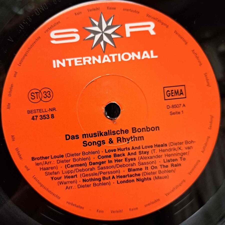 Songs & Rhythm – Disc Vinil LP VG+ (lotG) - Modern Talking, Bad Boys Blue, Roxette, Milli Vanilli, C.C. Catch