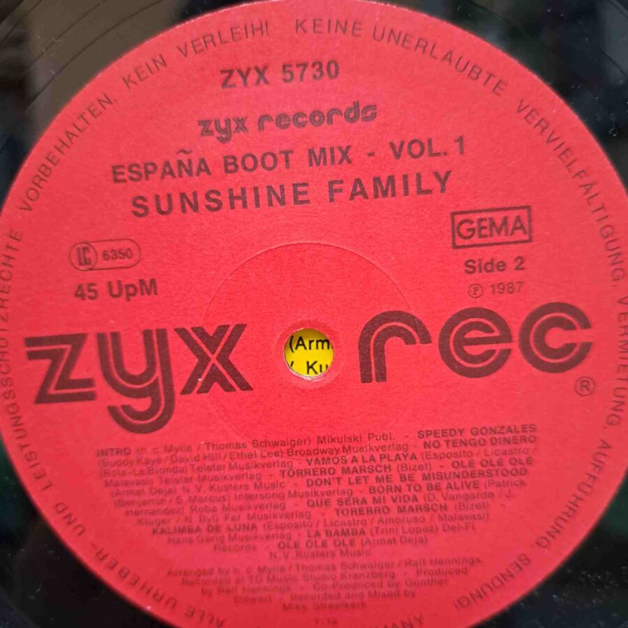 Sunshine Family – España Boot Mix Vol. 1 - Disc Vinil MAXI VG+ (lotG)