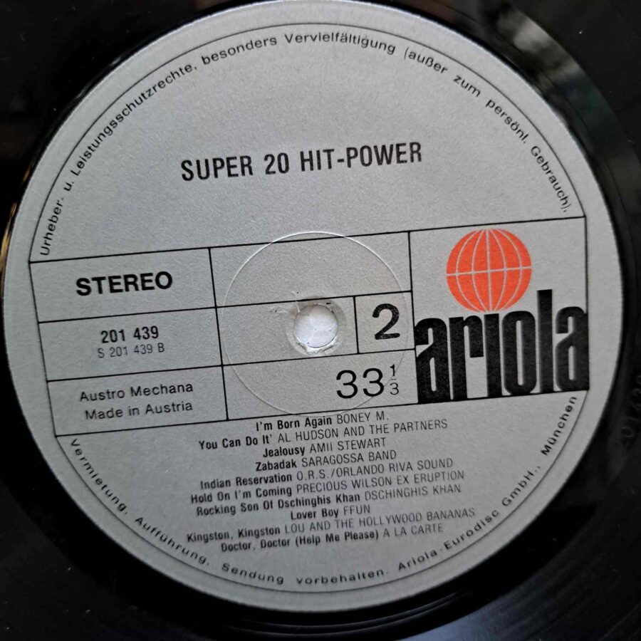 Super 20 Hit-Power – Disc Vinil LP VG+ (lotI) - Boney M., Amanda Lear, La Bionda, Dalida, Bernie Paul, Saragossa Band