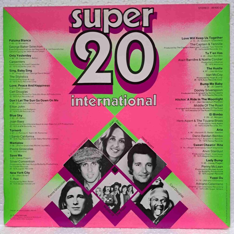 Super 20 International - Elton John, Adriano Celentano, Carl Douglas, The Captain & Tennille - Disc Vinil LP VG+ (lotM)