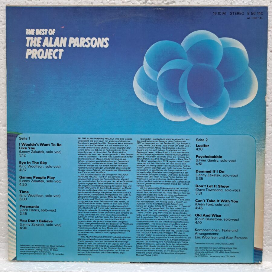 The Alan Parsons Project – The Best Of The Alan Parsons Project Disc Vinil LP VG VG+ (lotC)