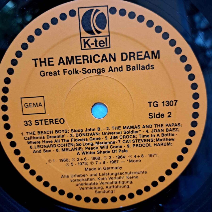 The American Dream (Great Folk-Songs And Ballads) - Disc Vinil LP VG+ (lotI) - Donovan, Joan Baez, The Animals, Leonhard Cohen, Cat Stevens