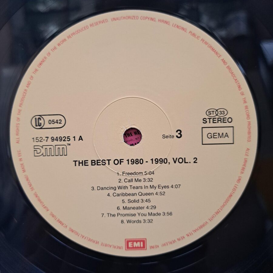 The Best Of 1980-1990 Vol. II – Disc Vinil 3LP VG+ (lotB) - Tina Turner, Milli Vanilli, Billy Ocean, Bonnie Tyler, Roxette, Marvin Gaye