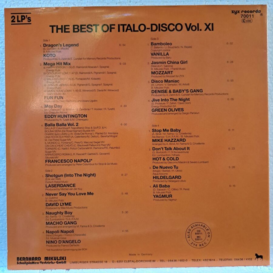 The Best Of Italo-Disco Vol. 11 – Disc Vinil LP VG+ (lotD) - David Lyme, Koto, Francesco Napoli, Mike Hazzard, Vanilla Mozzart