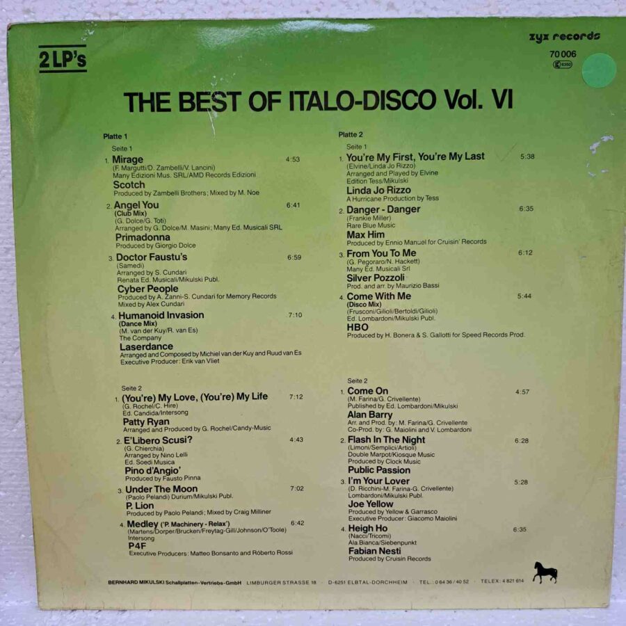 The Best Of Italo-Disco Vol. 6 – Scotch, Laserdance, Patty Ryan, Linda Jo Rizzo, Joe Yellow – Disc Vinil LP VG VG+ (lotH) - 70006