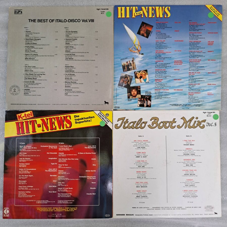 Box 5 Discuri Vinil VG VG+ - Cleo, Kinky Go, Swan, Matt Bianco, Fun Fun, Blondie, Hot Chocolate, Aneka, Rex Abe, Grant Miller (lotD6)