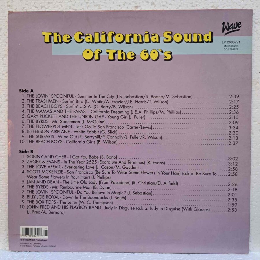 The California Sound Of The 60's – The Beach Boys, The Byrds, Sonny & Cher, Billy Joe Royal, Jan & Dean Disc – Vinil LP VG VG+ (lotH) - LP 2686221