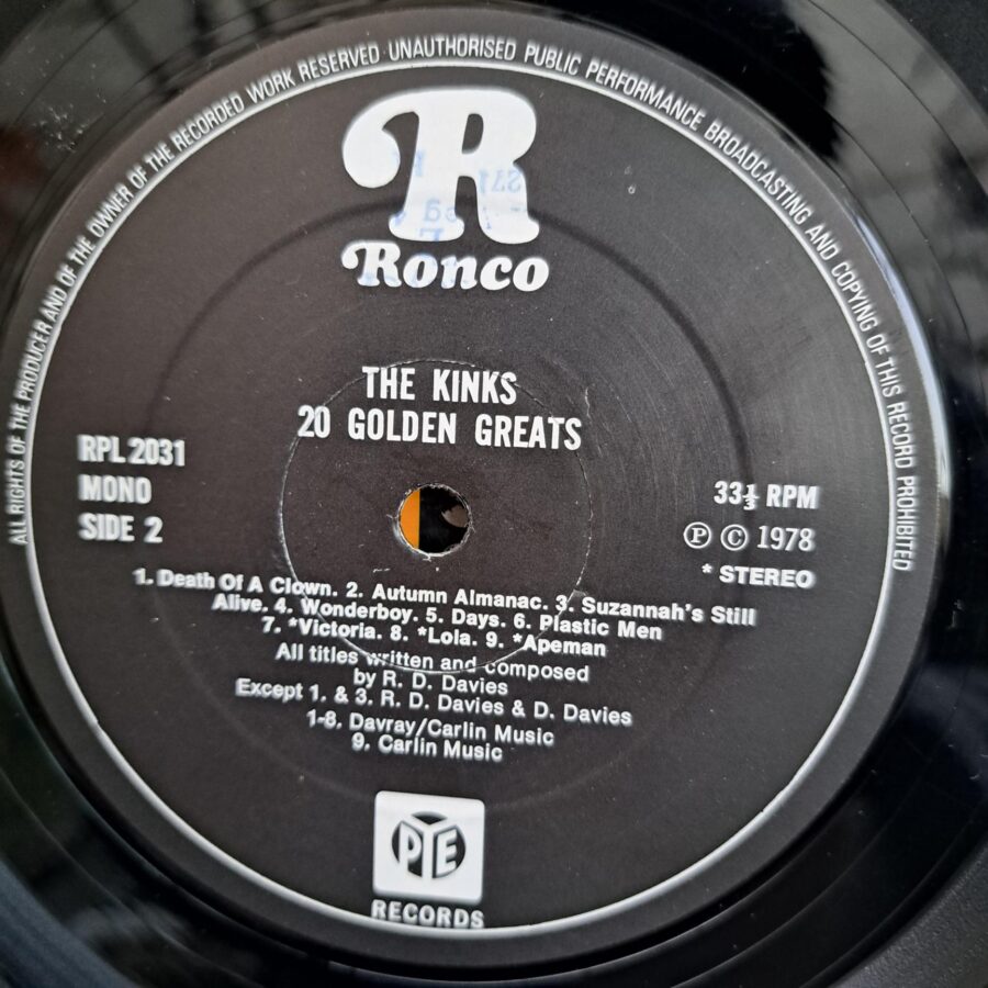 The Kinks – 20 Golden Greats Disc VINIL LP VG VG+