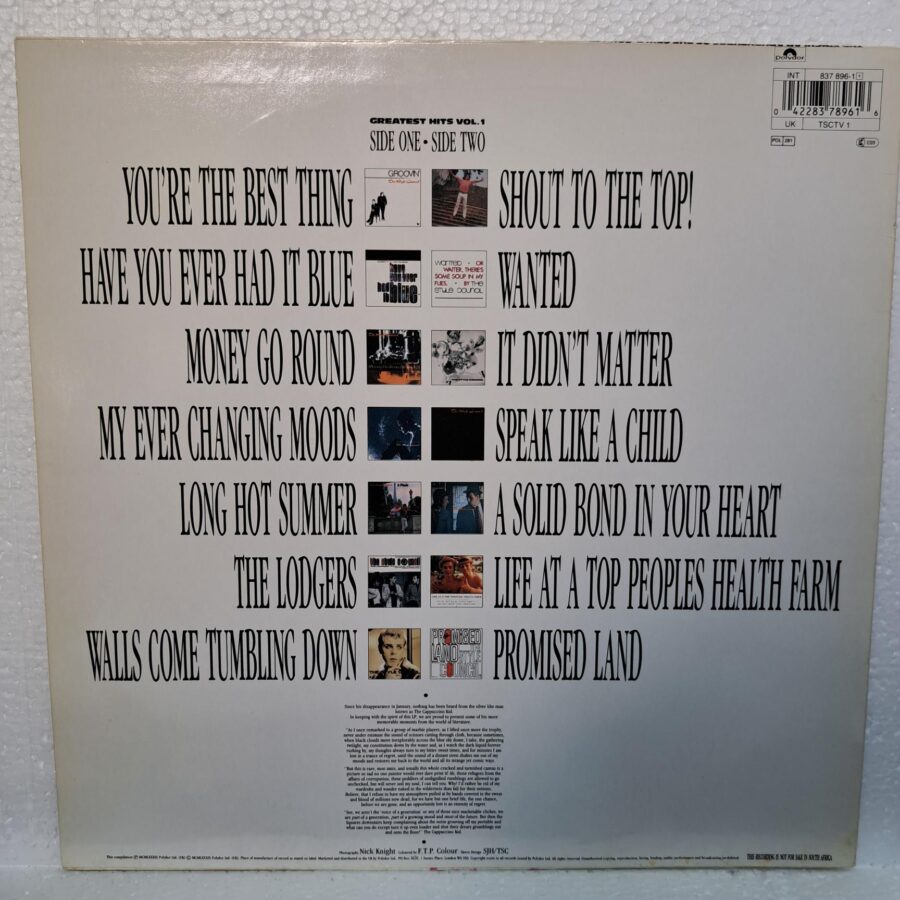 The Style Council – The Singular Adventures Of The Style Council - Greatest Hits Vol. 1 – Disc Vinil LP VG+ (lotC) UK