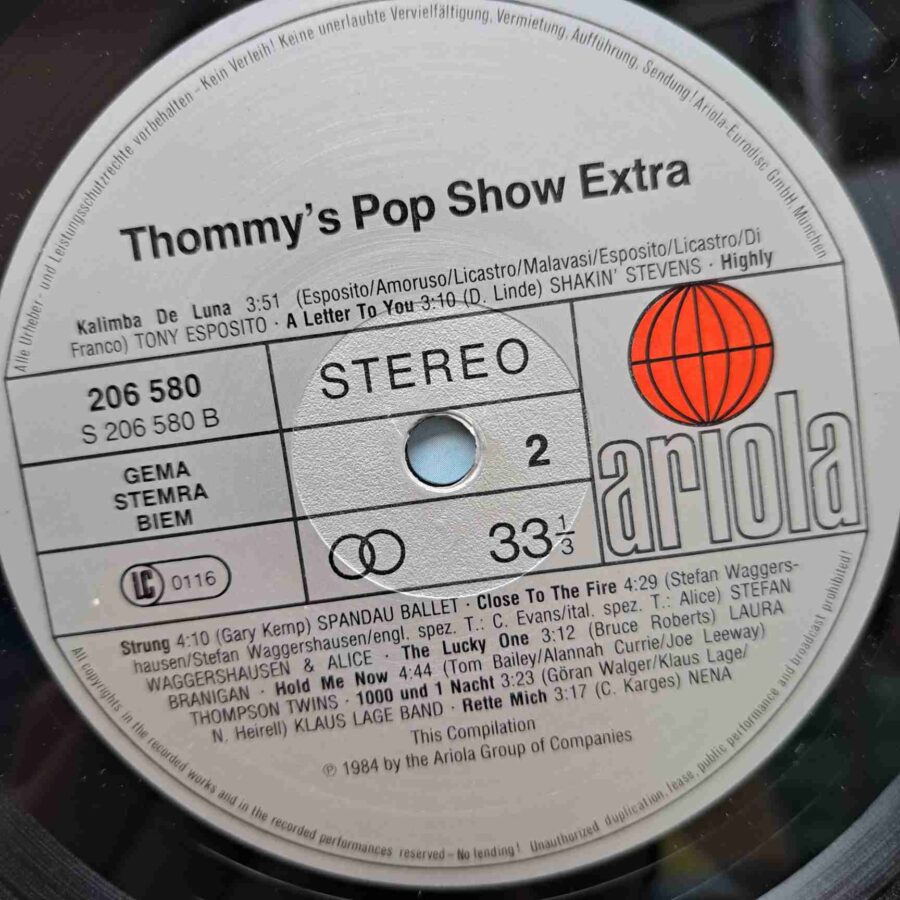 Thommy's Pop-Show Extra - Billy Idol, Nena, Talk Talk, Barclay James Harvest, Spandau Ballet - Disc Vinil LP VG+ (lotM)