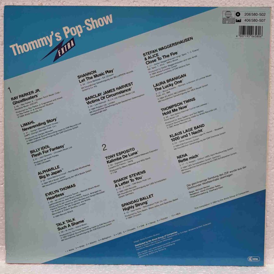 Thommy's Pop-Show Extra - Billy Idol, Nena, Talk Talk, Barclay James Harvest, Spandau Ballet - Disc Vinil LP VG+ (lotM)
