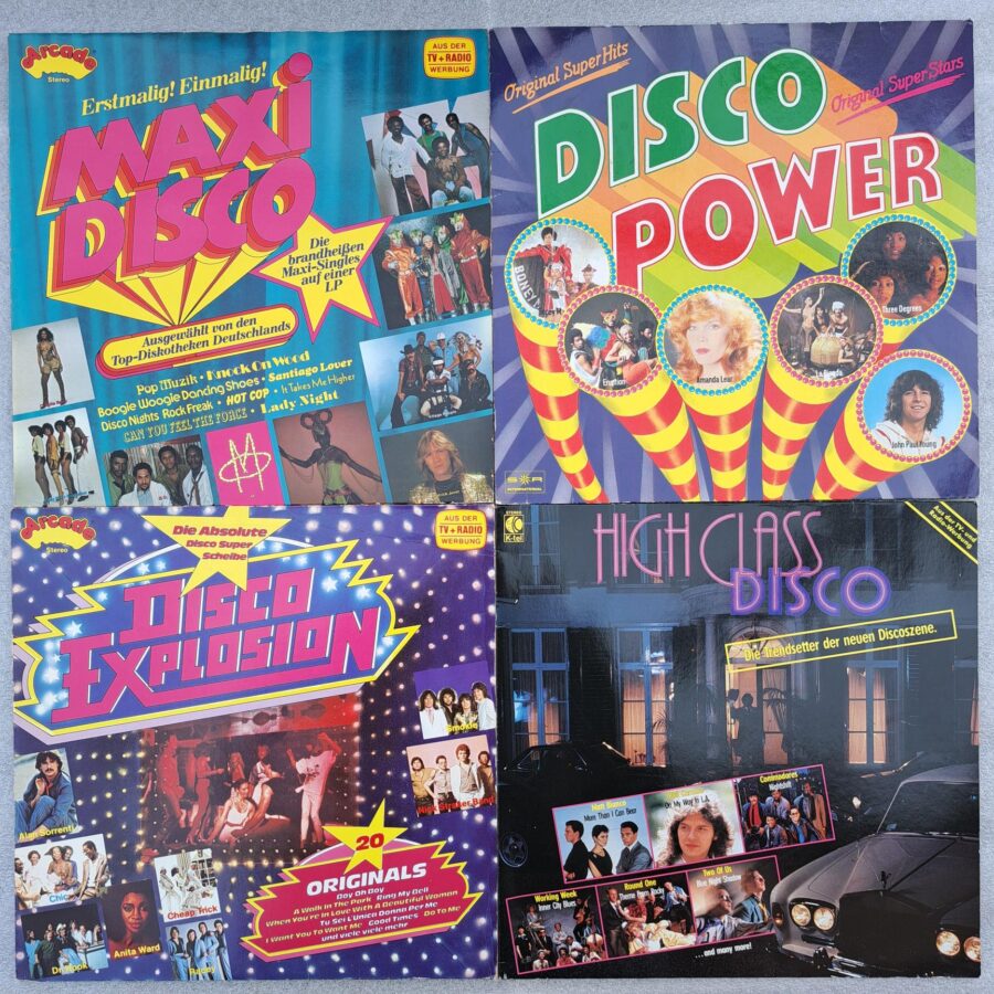 Boney M, Matt Bianco, Alan Sorrenti, Chic, Round One, La Bionda, Amanda Lear- 4 COMPILAȚII Discuri VINIL LP VG, VG VG+, VG+ (lot1:4)