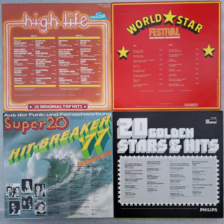 compilati- selecti cele mai bune melodi - ani 70-80 Disc VINIL (DM5) 4LP VG VG+ Leonard Cohen, Paul Anka, Janis Joplin, Eric Burdon The Animals , Boney M , AbbA , Jean Michel Jarre, Baccara, Joan Baez, Jerry Lee Lewis, ....