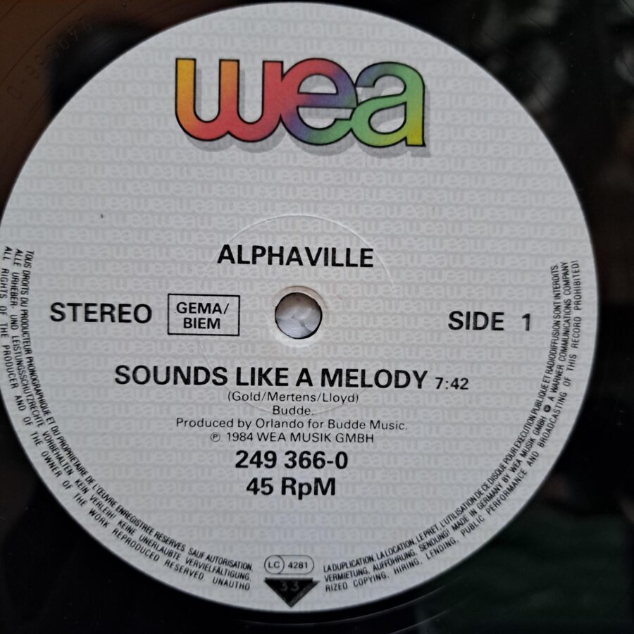 Alphaville – Sounds Like A Melody (Special Long Version) (1) Alphaville – Sounds Like A Melody (Special Long Version) – Disc Vinil MAXI 45 RPM VG+(lotE)